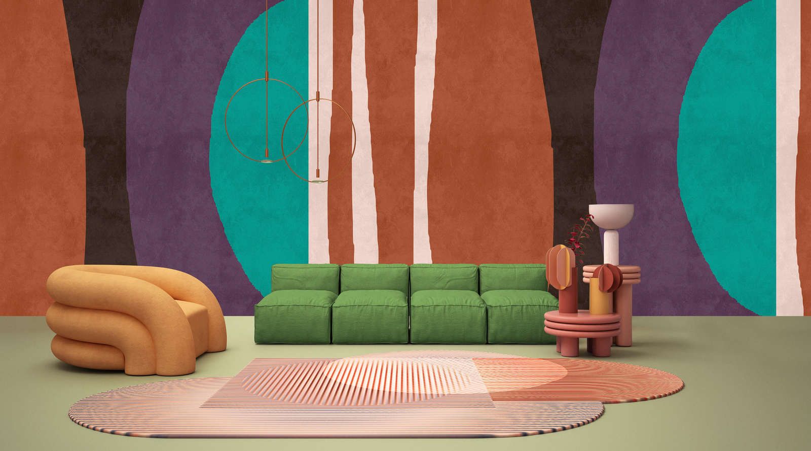             papier peint en papier panoramique »siesta« - motif graphique avec structure d'enduit béton - intissé mat et lisse
        
