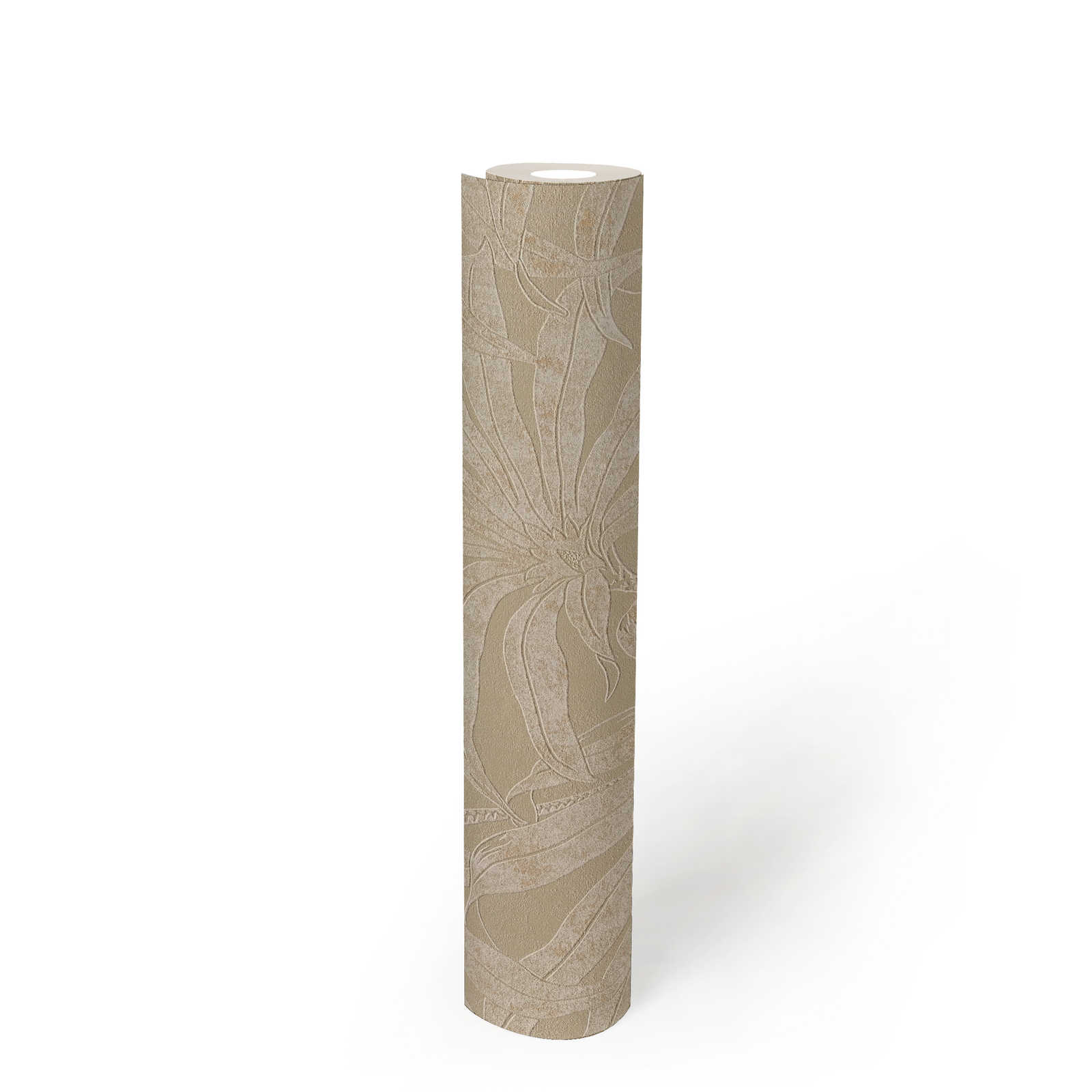             papier peint en papier à motifs avec feuilles de jungle botaniques - gris , blanc, or
        