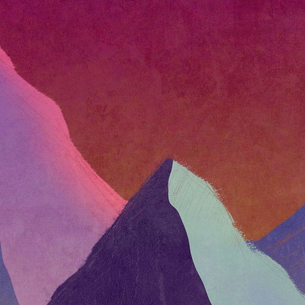             papier peint en papier panoramique »altitude 1« - Montagnes abstraites en couleurs néon avec structure de plâtre vintage - intissé premium lisse et légèrement brillant
        
