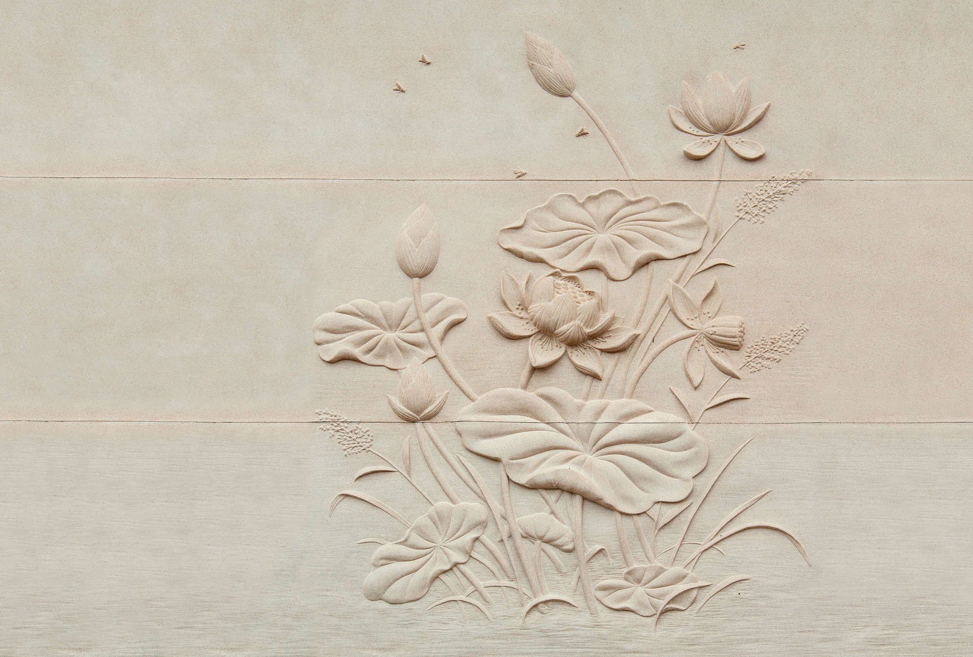             Fotomural »fiore« - Relieve floral sobre estructura de hormigón - Tela no tejida lisa, ligeramente nacarada
        