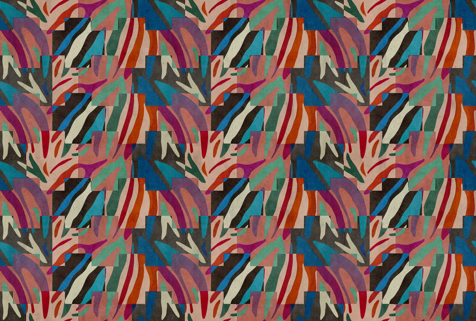             Fotomural »ettore« - Diseño abstracto colorido delante de una textura de yeso de hormigón - Material no tejido liso, ligeramente nacarado
        
