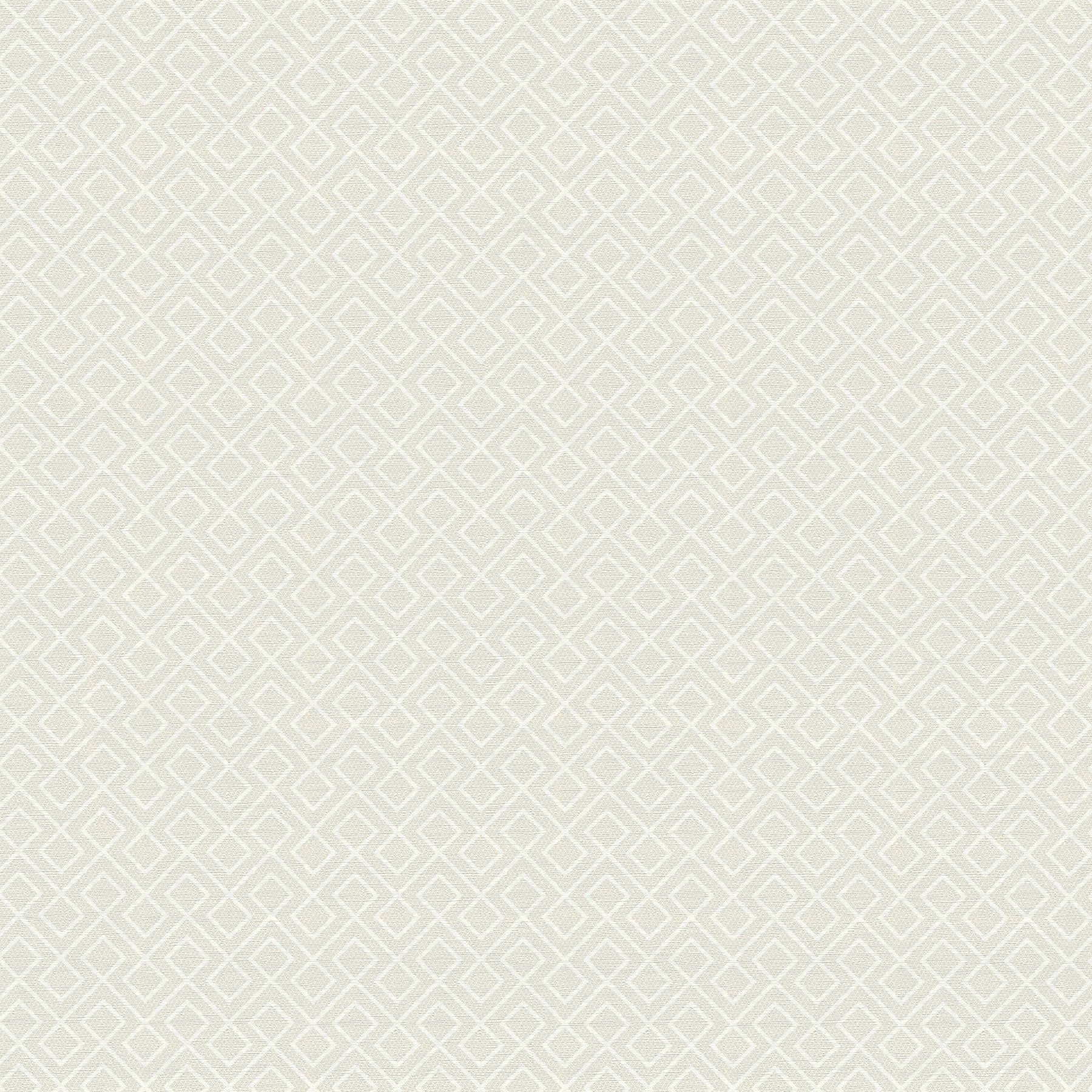 Papel pintado de aspecto de lino con patrón de líneas gráficas - crema
