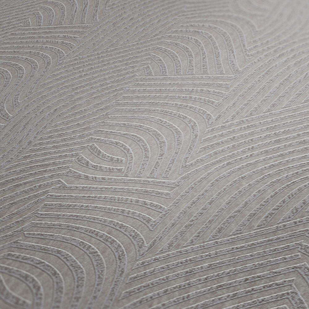             Daniel Hechter non-woven wallpaper with abstract line pattern in wave form on a glossy background - grey, metallic
        