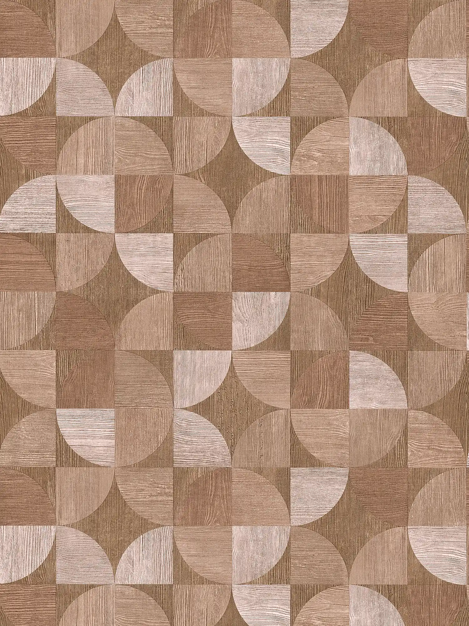             Wallpaper with graphic pattern in wood look - brown, beige
        