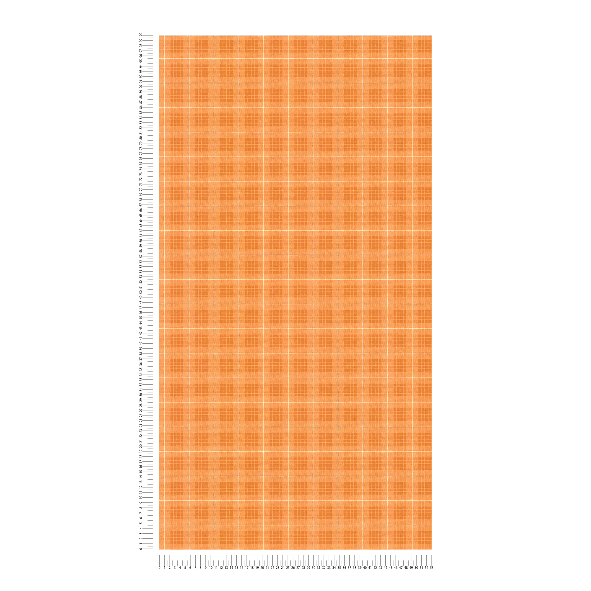             Carta da parati in tessuto effetto flanella a quadri - arancione, bianco
        