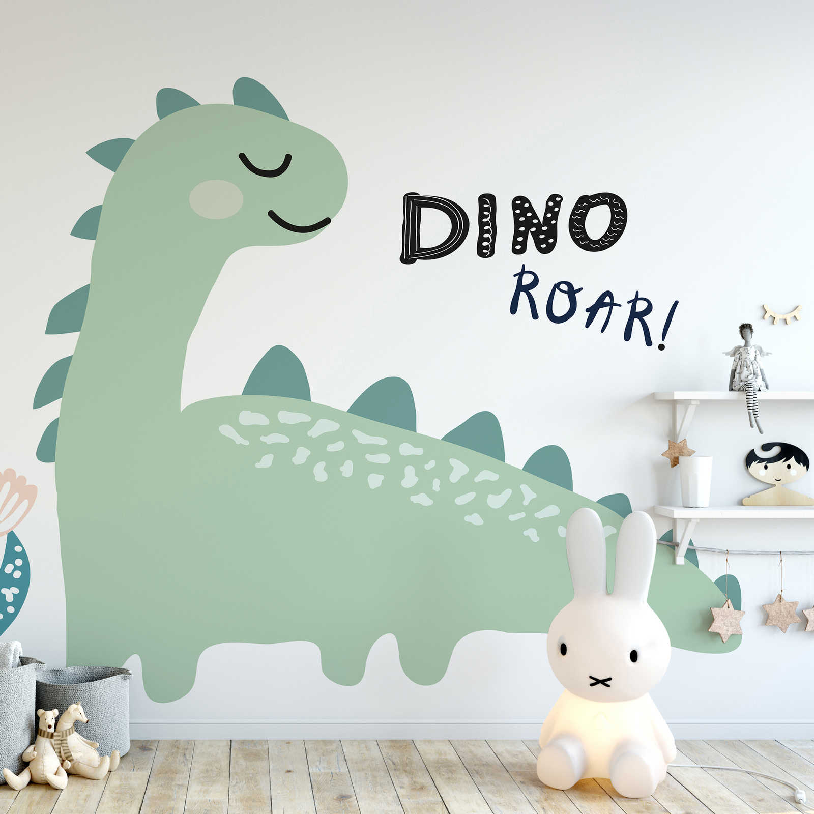 Painted Dinosaur Wallpaper - Smooth & Light Glossy Non-woven
