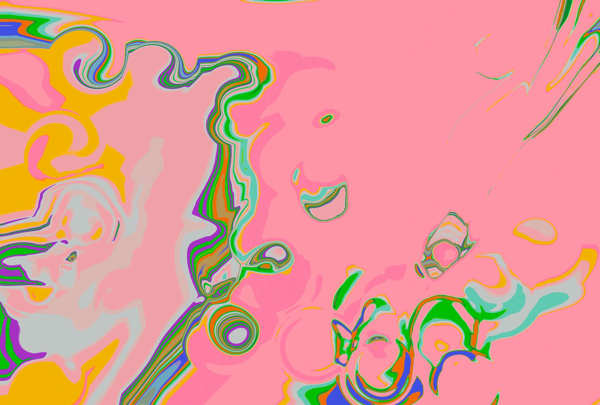             papier peint en papier »fluxus« - éclats de couleurs multicolores - rose, vert | Intissé lisse, légèrement nacré
        