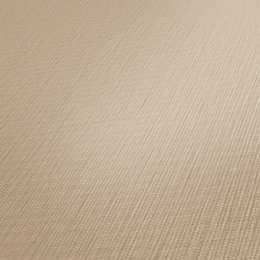             Single-coloured non-woven wallpaper in fabric design - Beige
        