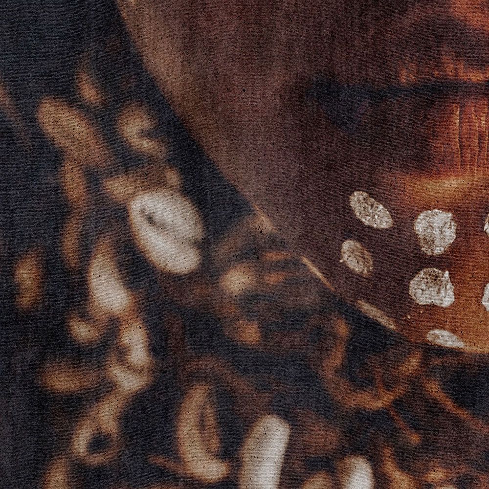             papier peint en papier panoramique »alani« - femme africaine avec peinture corporelle, structure gobelin en arrière-plan - intissé lisse, légèrement nacré
        