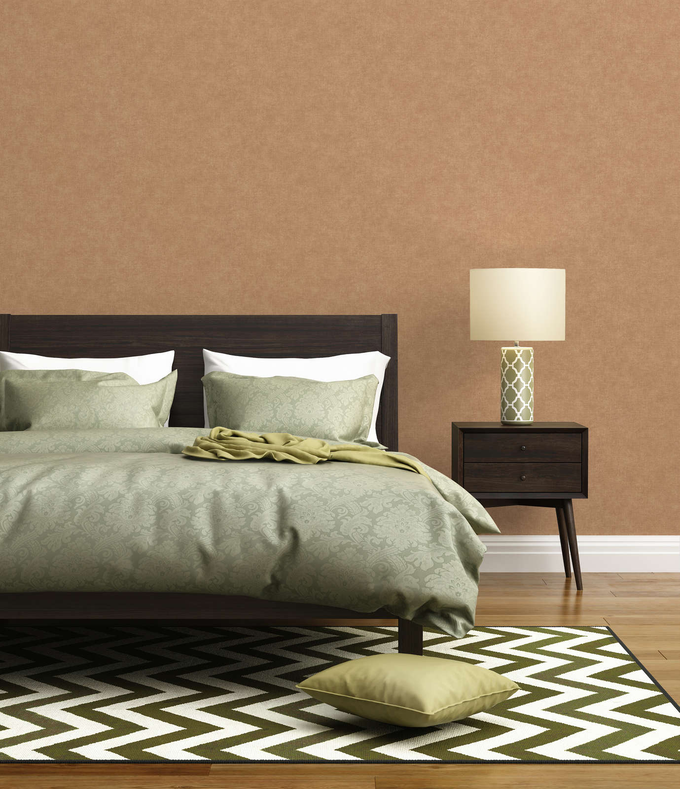             Papel pintado unitario con textura ligera en aspecto textil - marrón, beige
        