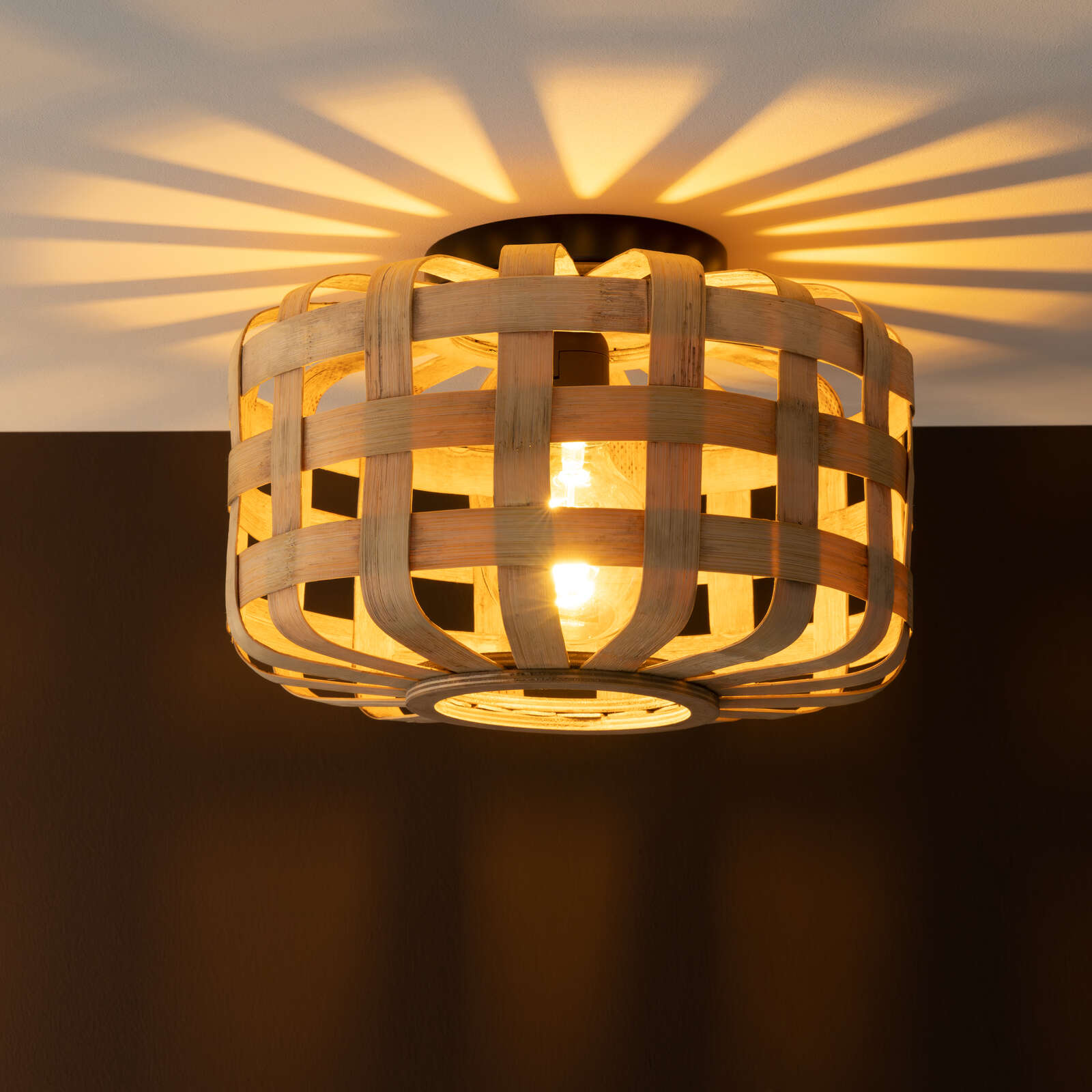             Bamboe plafondlamp - Wilhelm 2 - Bruin
        