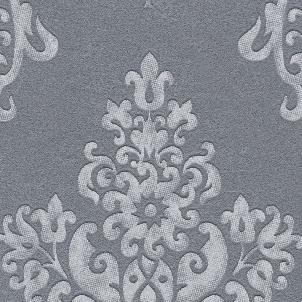             Vintage non-woven wallpaper in elegant baroque style - anthracite, grey
        