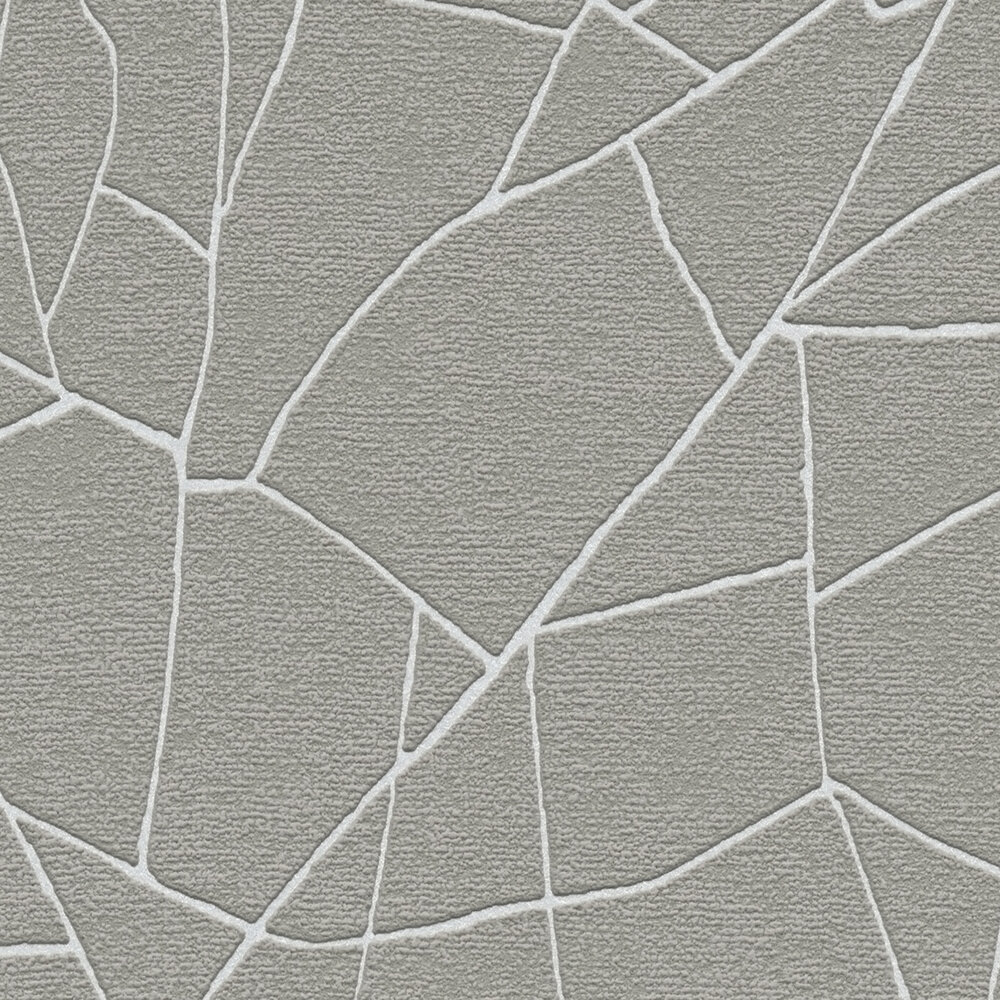             Graphic 3D non-woven wallpaper with natural pattern - grey, white
        