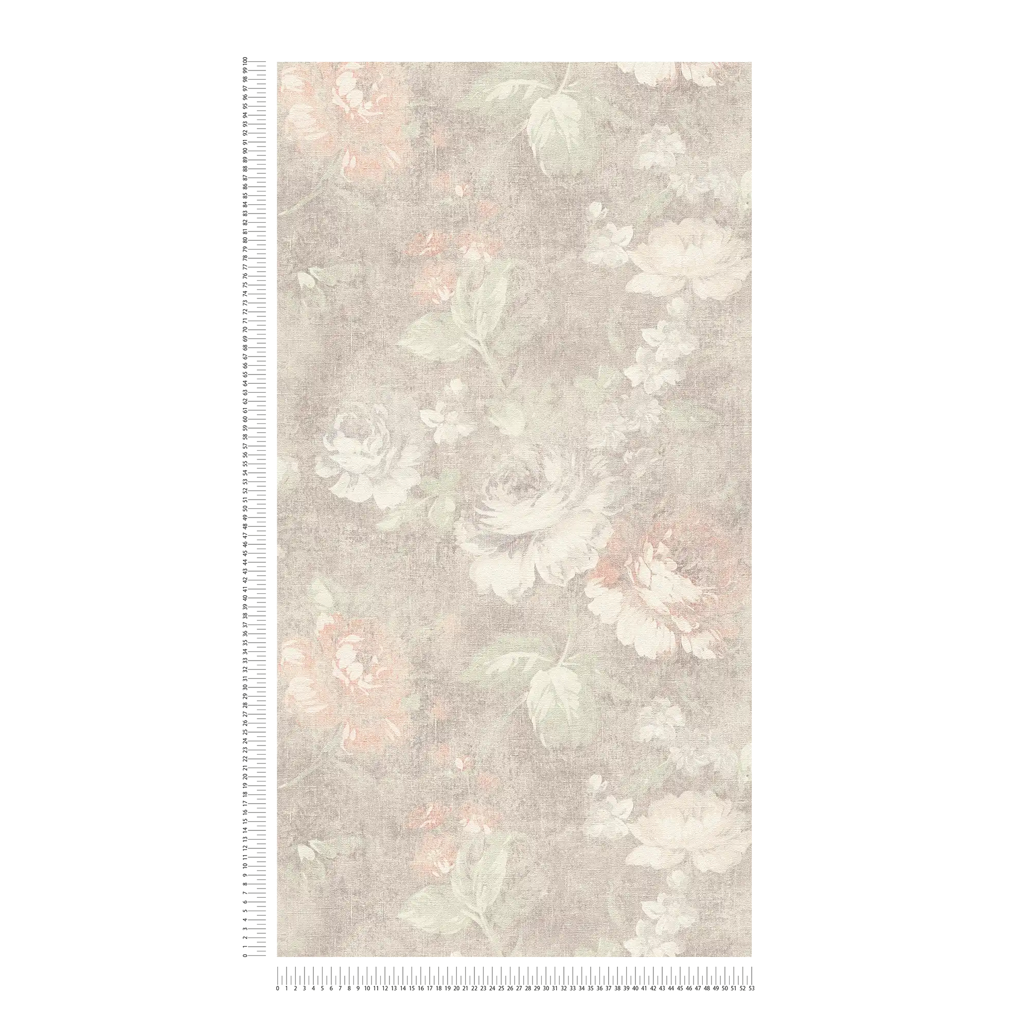             Nature flowers wallpaper vintage & linen look - brown, cream, red
        