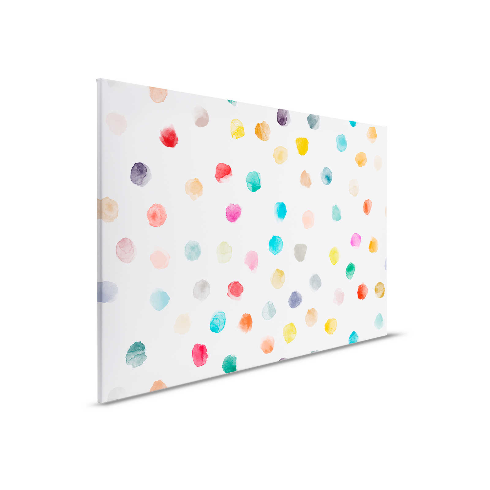 Lienzo para habitación infantil con lunares de colores - 90 cm x 60 cm
