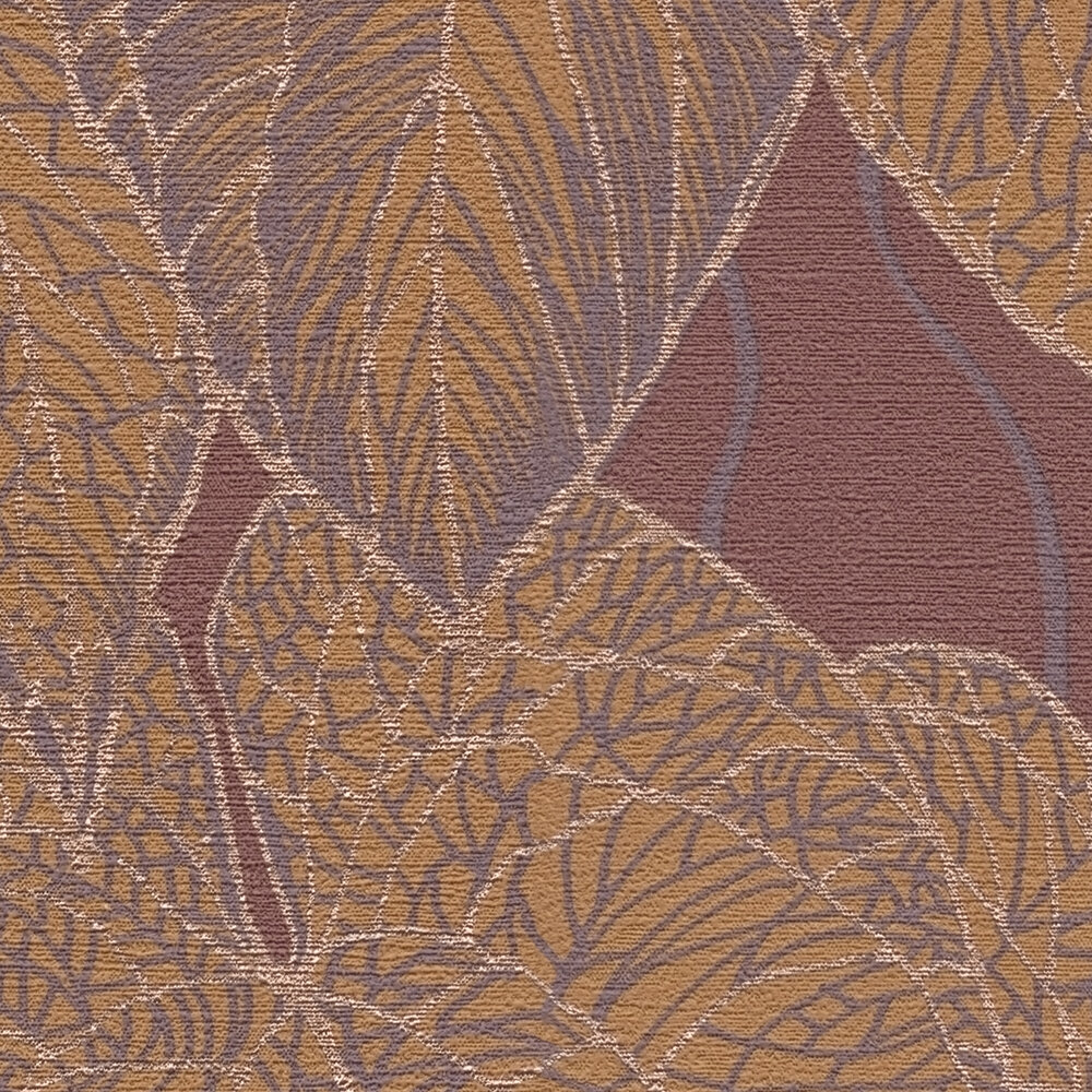             Daniel Hechter Elegant non-woven wallpaper with floral pattern and metallic accents - red, orange, purple
        