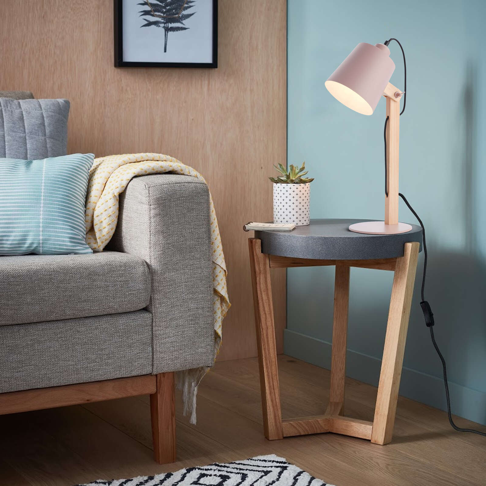             Wooden table lamp - Paul 2 - Pink
        