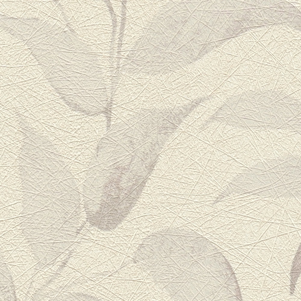             Papel pintado Floral con hojas de textura brillante - gris, plata
        