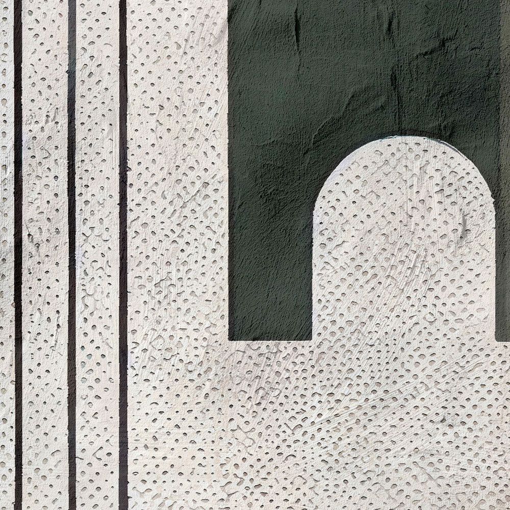             papier peint en papier panoramique »torenta« - Motif graphique avec arc en plein cintre, structure en argile - intissé lisse, légèrement nacré
        