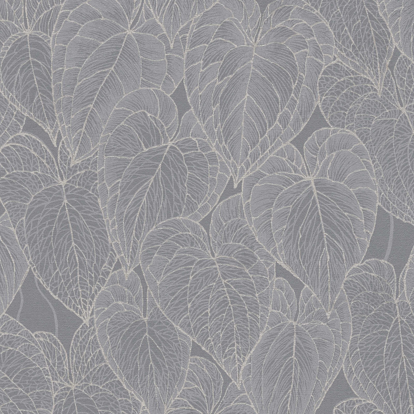 Daniel Hechter Modern non-woven wallpaper with floral pattern and metallic accents - grey, silver, metallic
