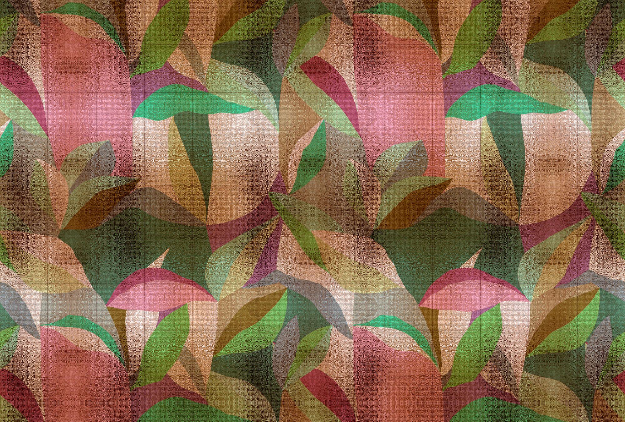            Fotomurali »grandezza« - Disegno astratto di foglie colorate con struttura a mosaico - Materiali non tessuto leggermente strutturato
        