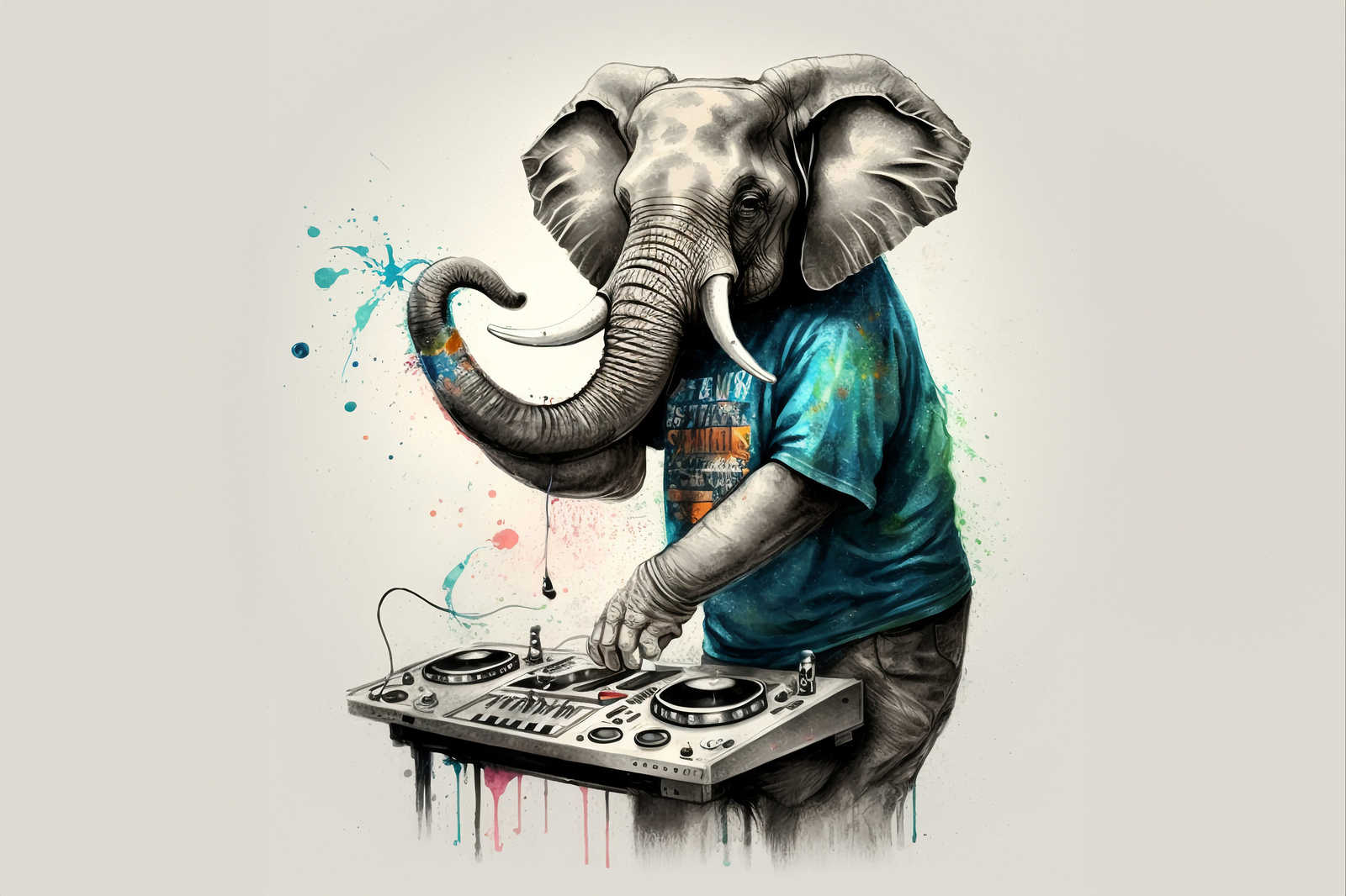             KI Quadro su tela »elefante dj« - 90 cm x 60 cm
        