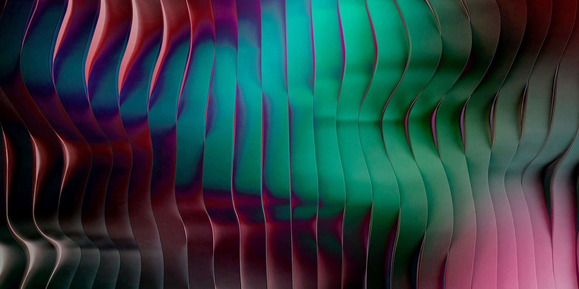             solaris 2 - Papel pintado fotográfico moderno con arquitectura ondulada - colores neón | tejido no tejido de textura ligera
        