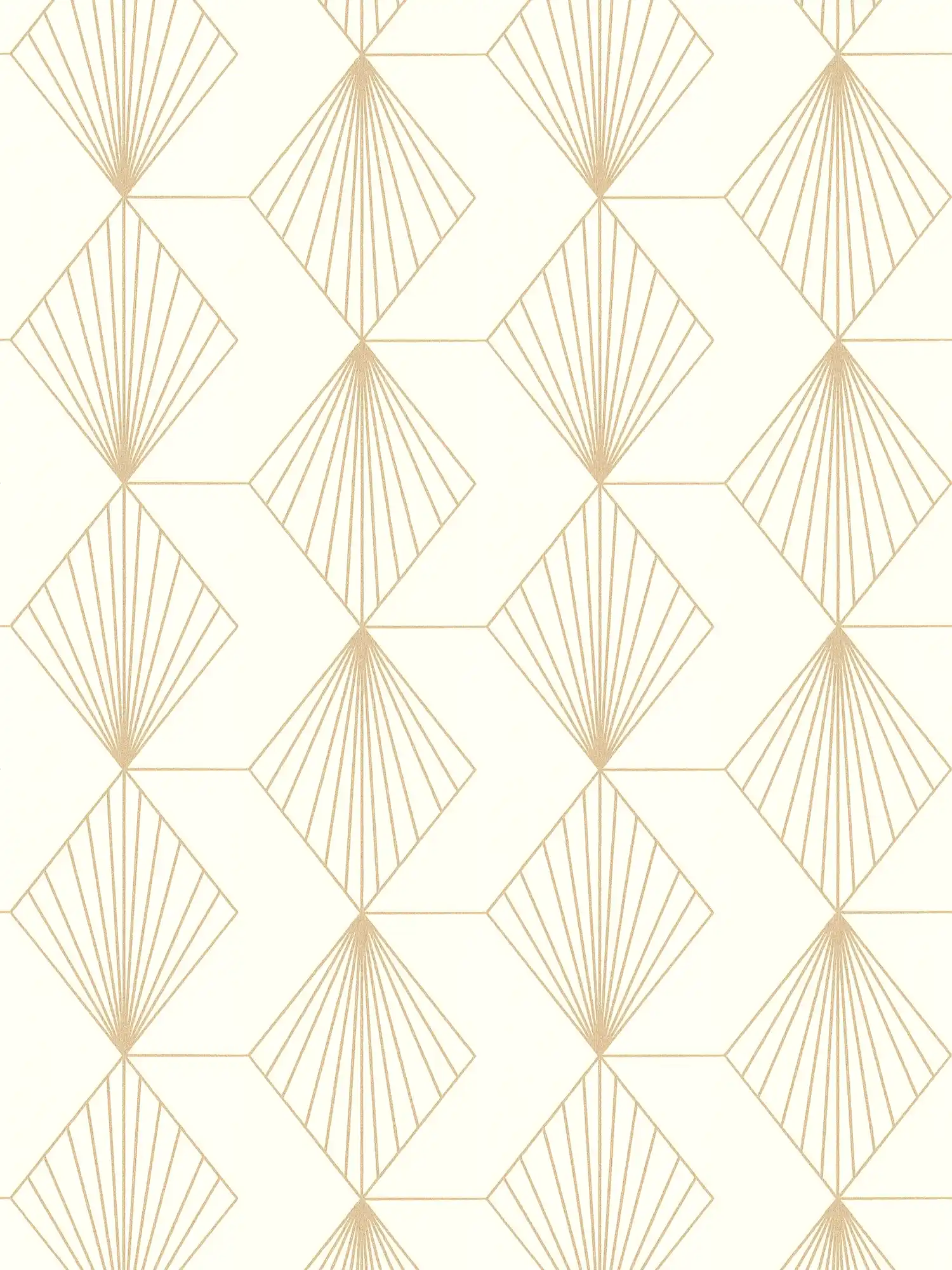        Papel pintado gráfico de tejido-no-tejido con un glamuroso diseño Art Déco - blanco, dorado
    