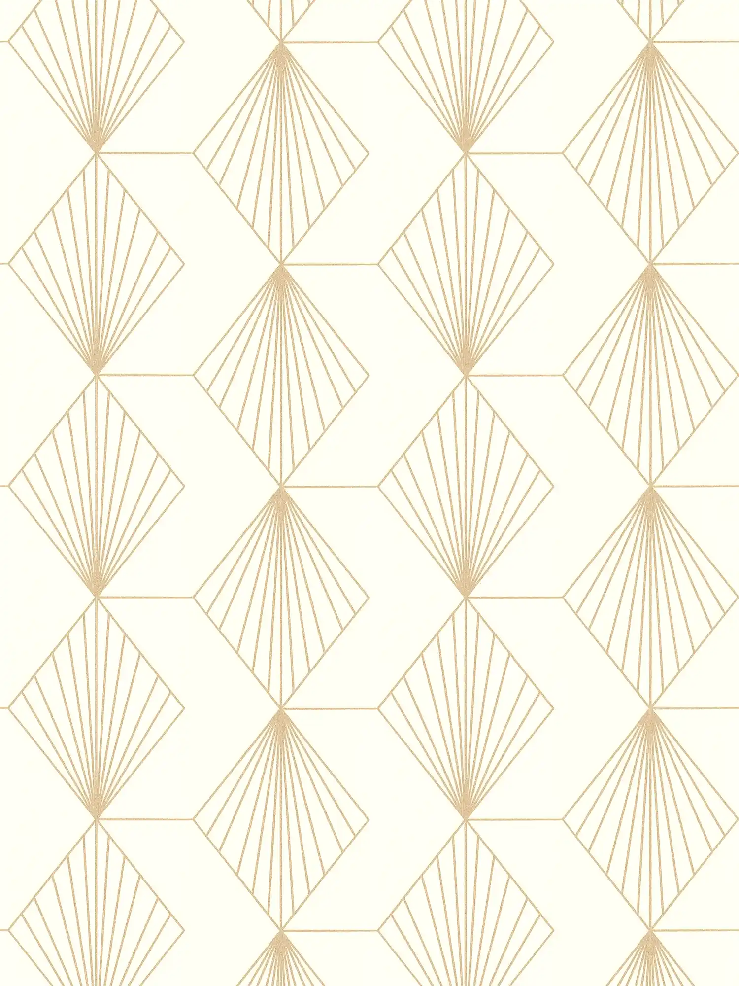 Papel pintado gráfico de tejido-no-tejido con un glamuroso diseño Art Déco - blanco, dorado
