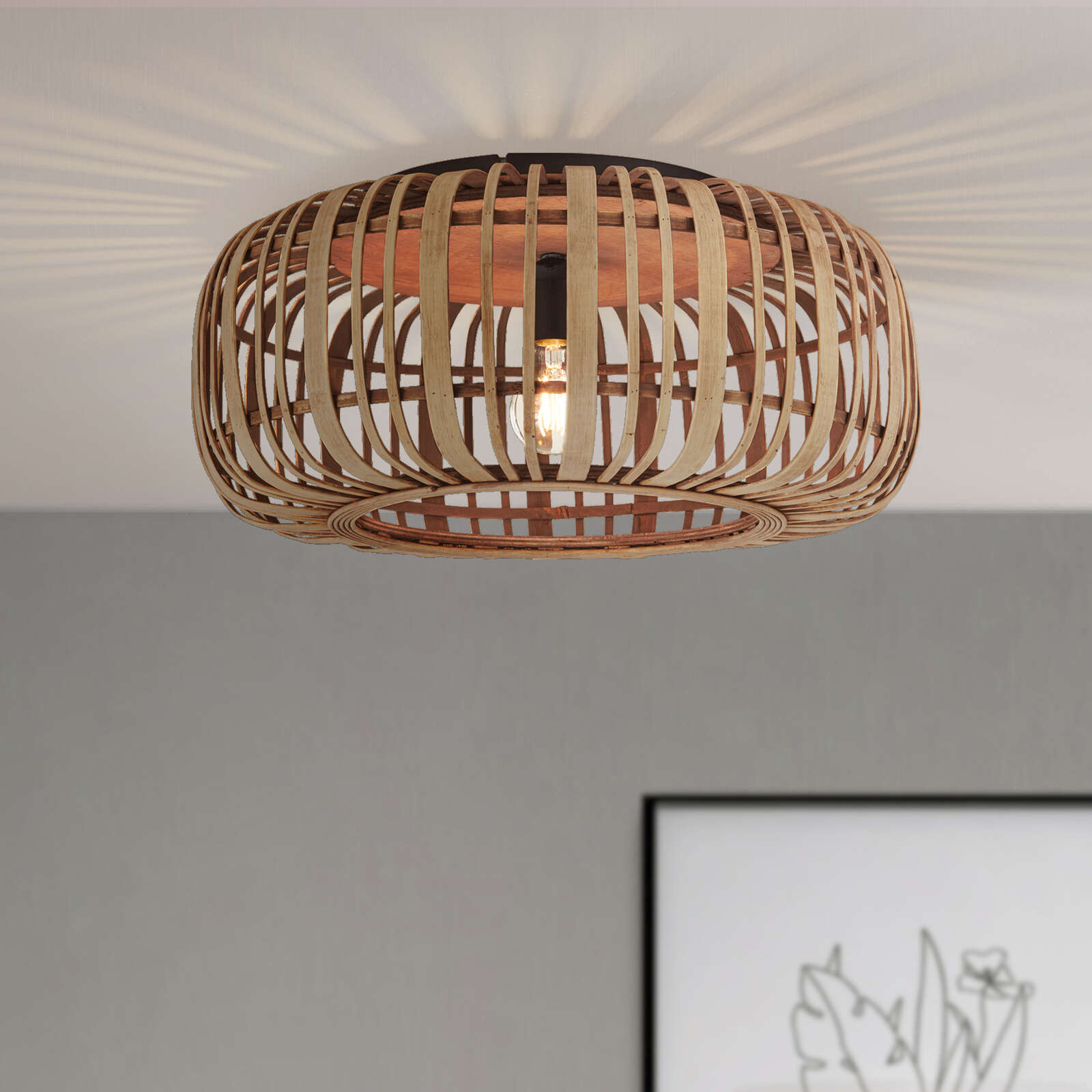             Bamboo ceiling light - Willi 10 - Brown
        