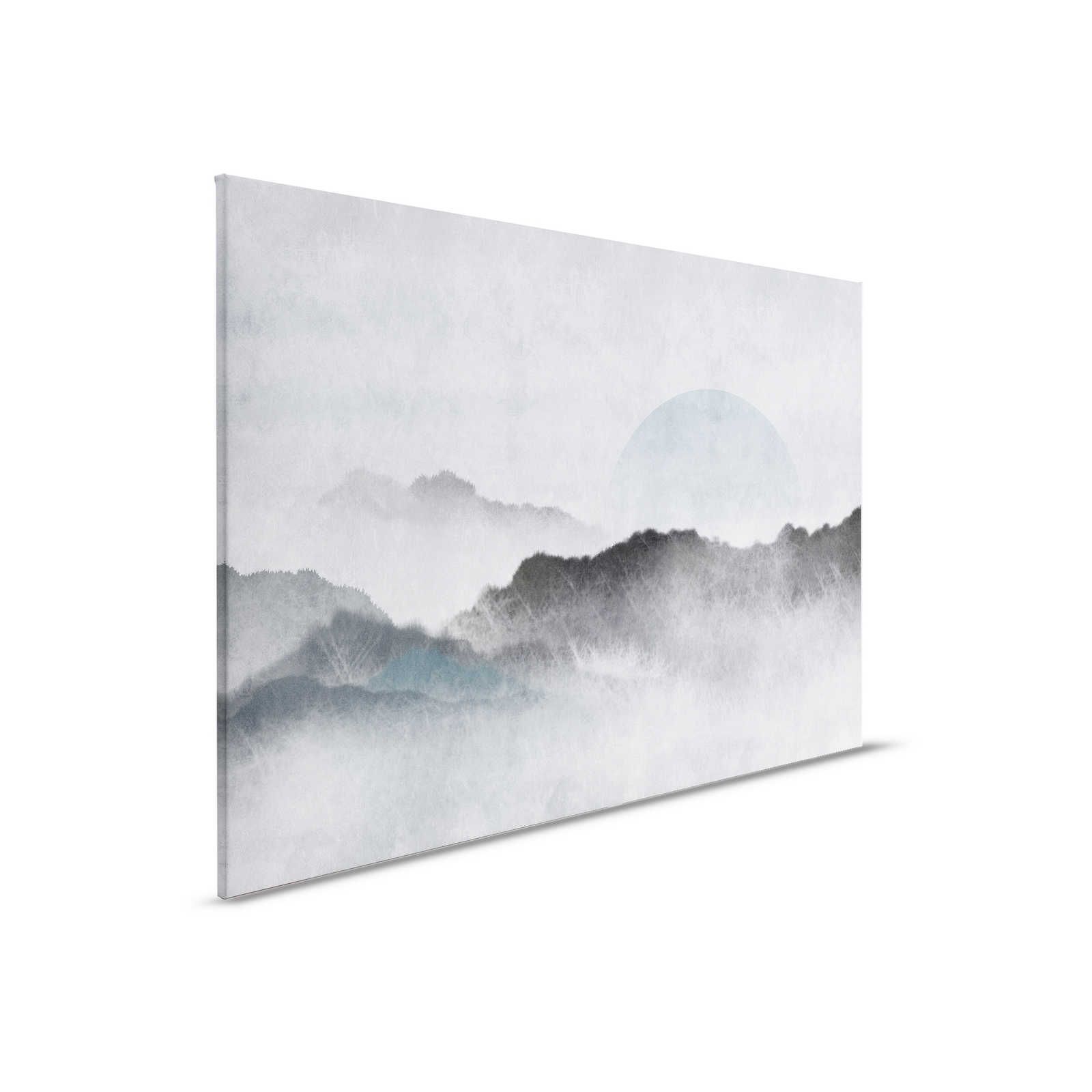 Akaishi 2 - Quadro su tela Tipo asiatica Paesaggio di montagna, grigio e bianco - 0,90 m x 0,60 m
