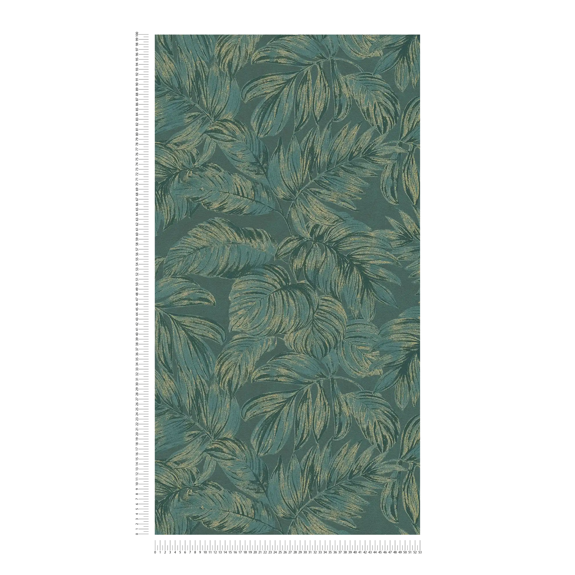             papier peint en papier intissé floral avec motif de feuilles avec détails dorés - vert, or
        