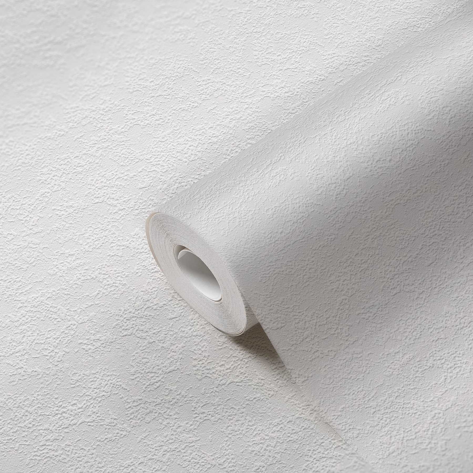             Papel pintado con estructura de espuma en aspecto de yeso - blanco
        