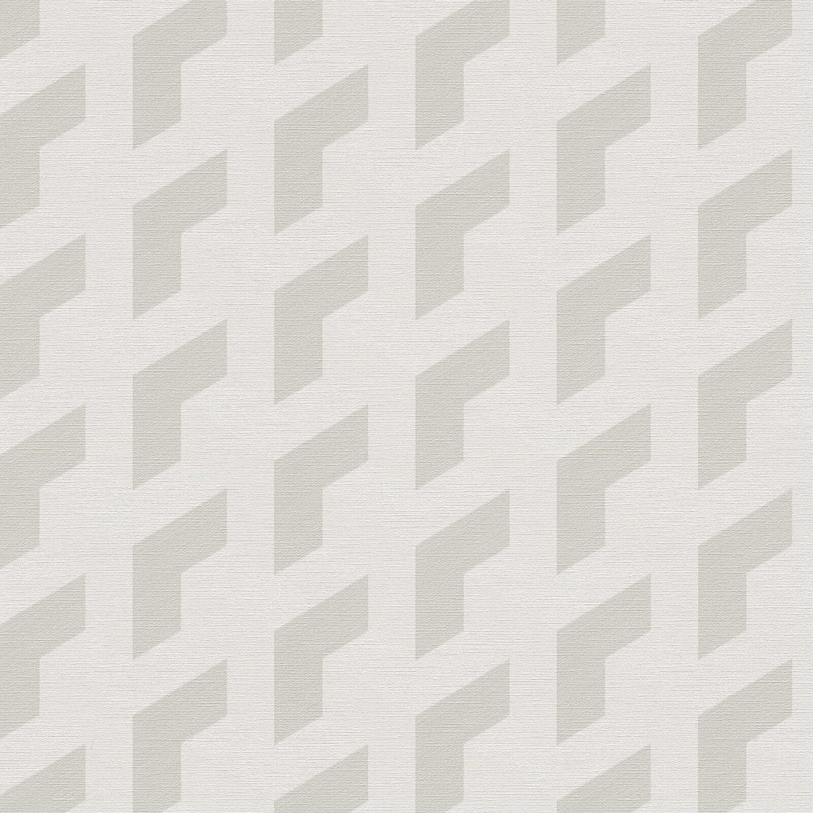 Daniel Hechter non-woven wallpaper with geographical retro pattern with colour contrasts, slightly glossy - grey, white, metallic
