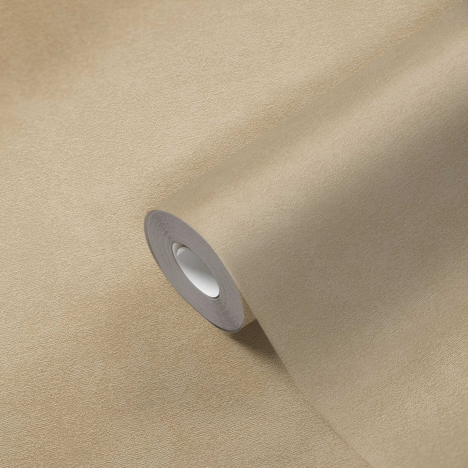             Single-coloured non-woven wallpaper with a fine surface texture - Beige
        