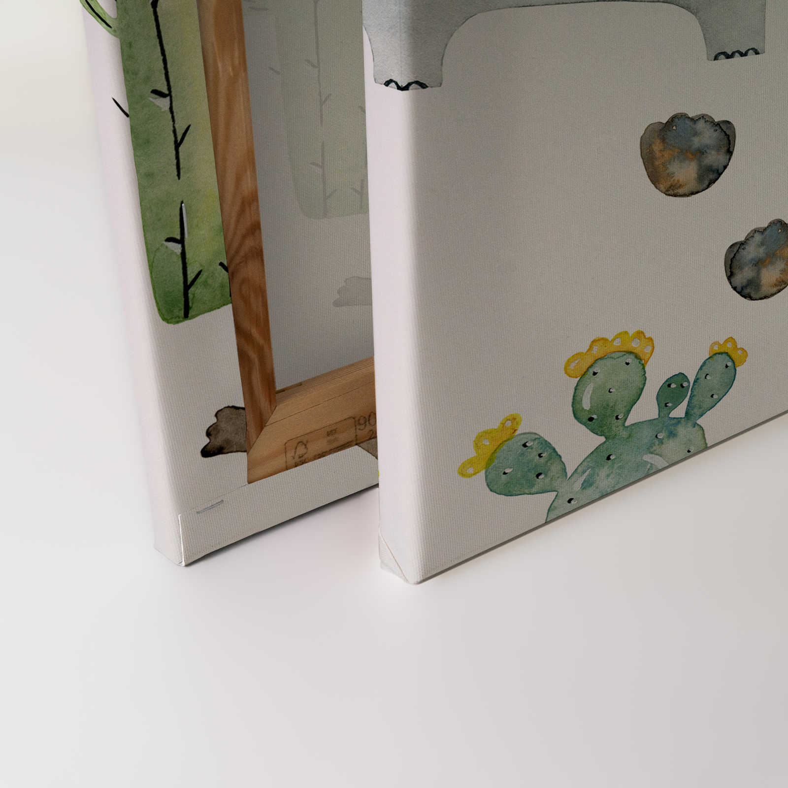             Tela con animali e cactus - 90 cm x 60 cm
        