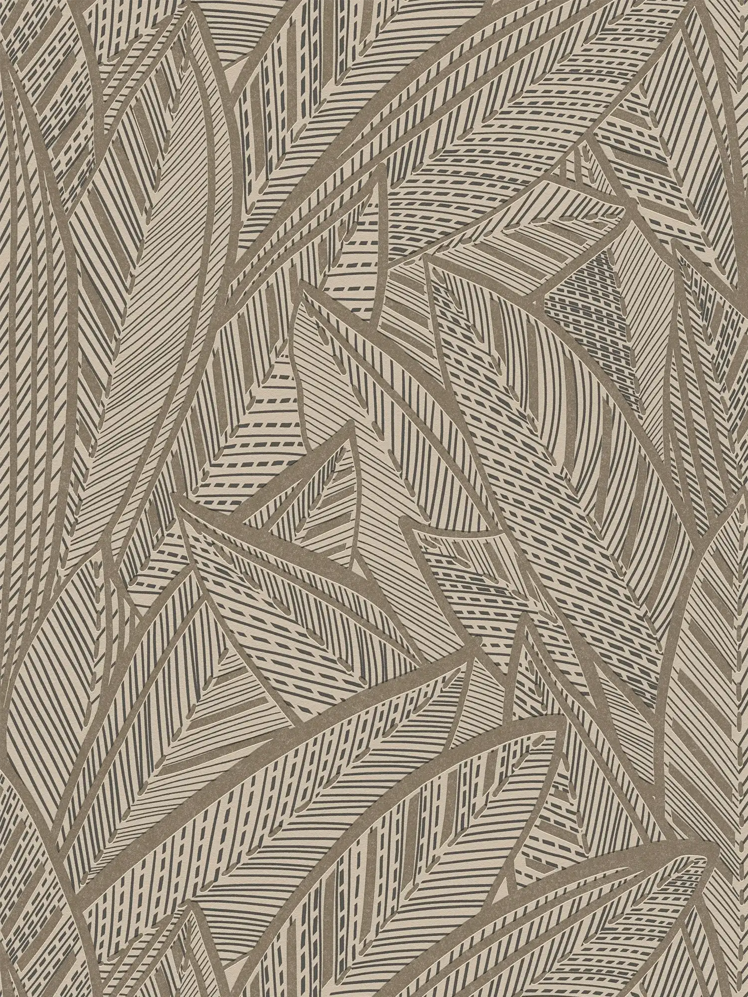 Jungle vliesbehang met palmbladeren en lichtglanseffecten - metallic, zwart
