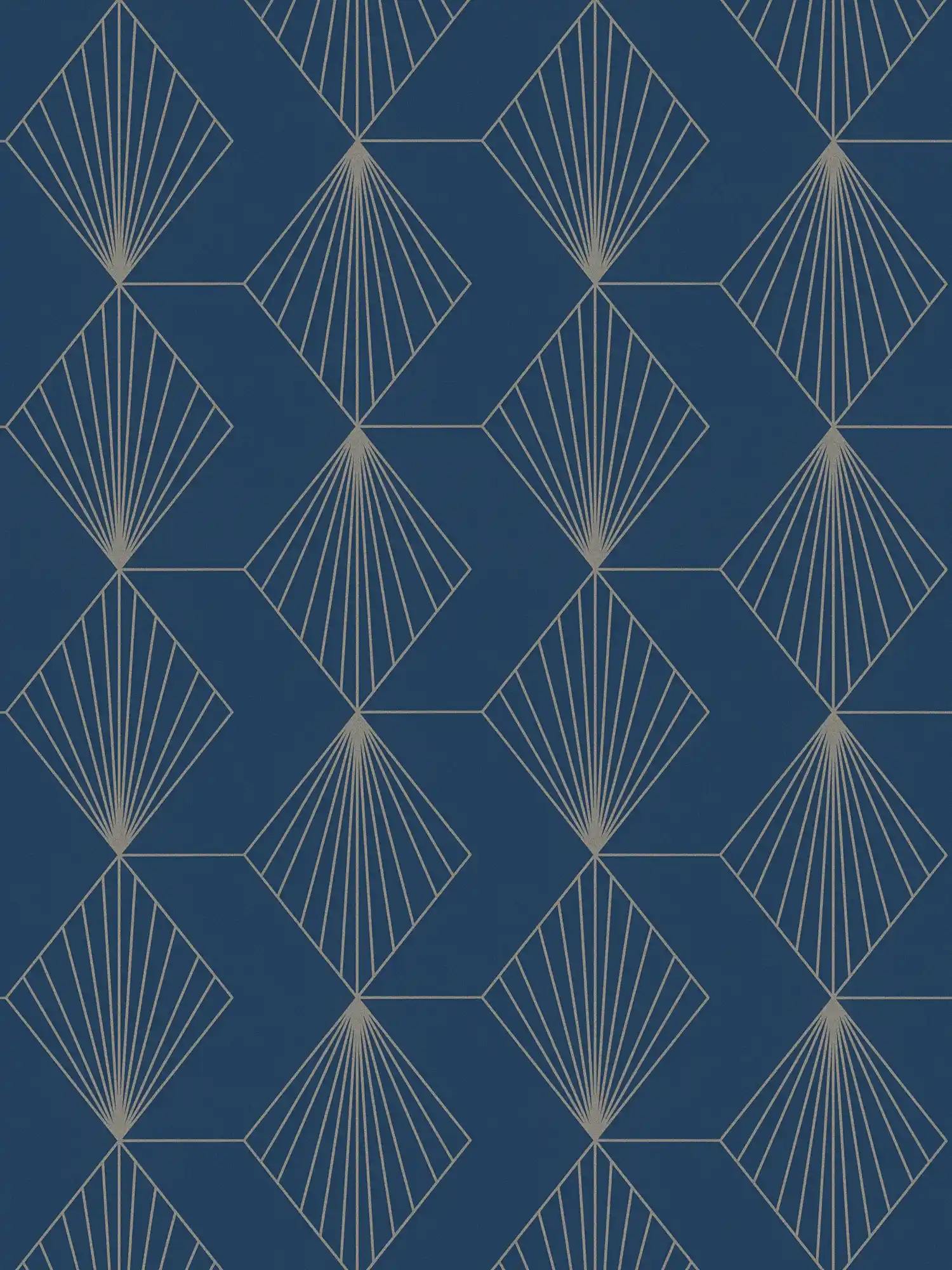         Design vliesbehang met grafisch patroon in Art Deco stijl - blauw, goud
    