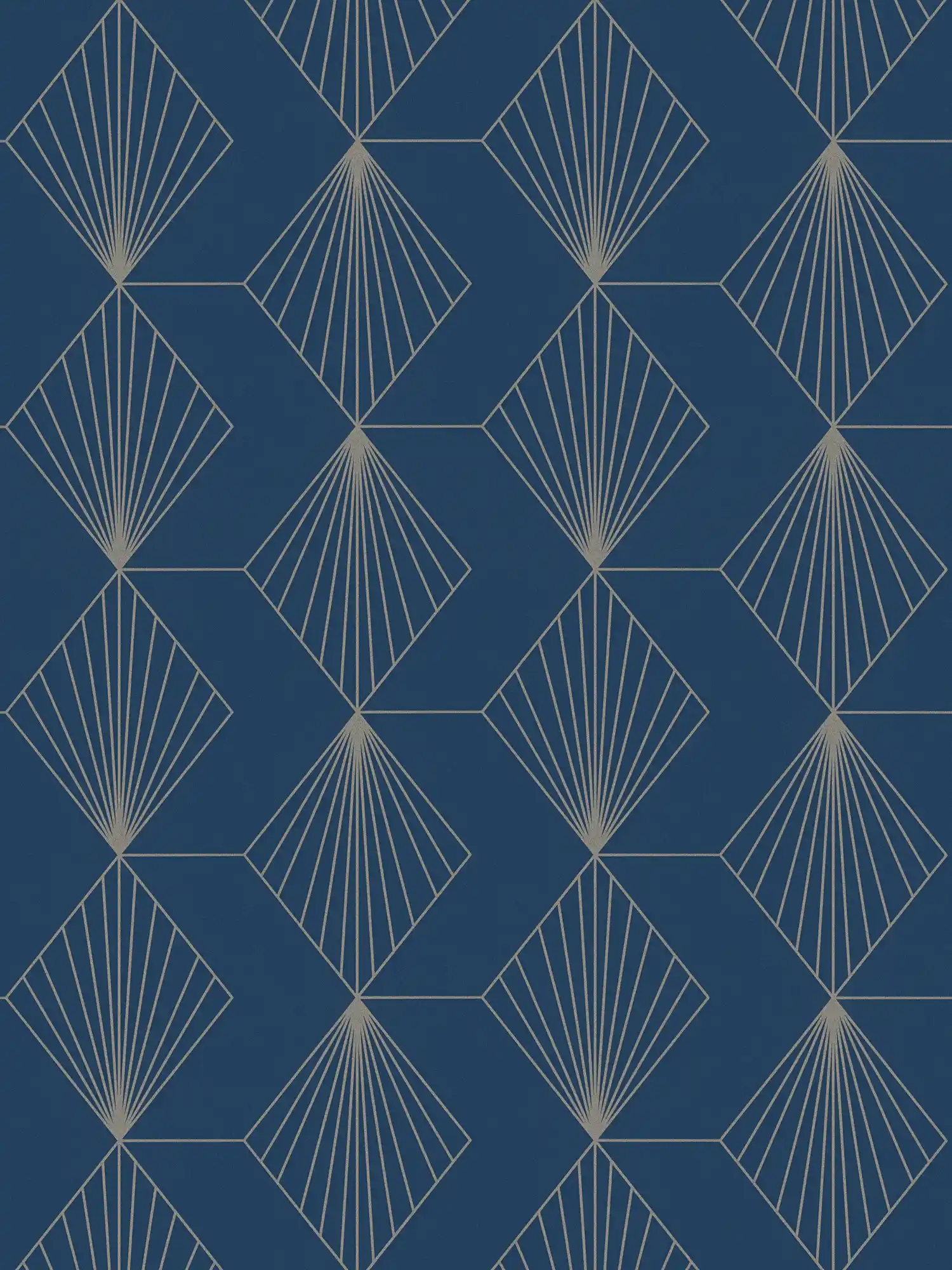 Design vliesbehang met grafisch patroon in Art Deco stijl - blauw, goud
