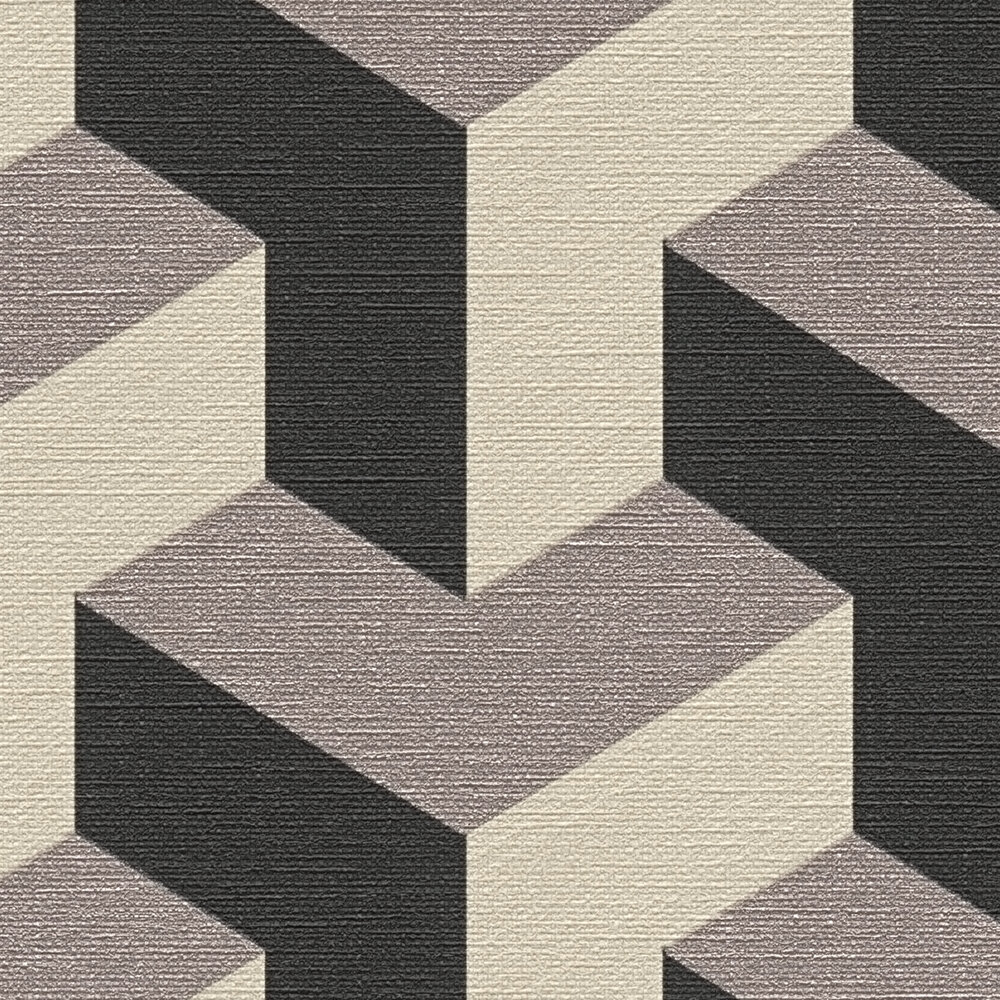             Daniel Hechter non-woven wallpaper with a retro geographical pattern in a soft colour tone - beige, black, metallic
        