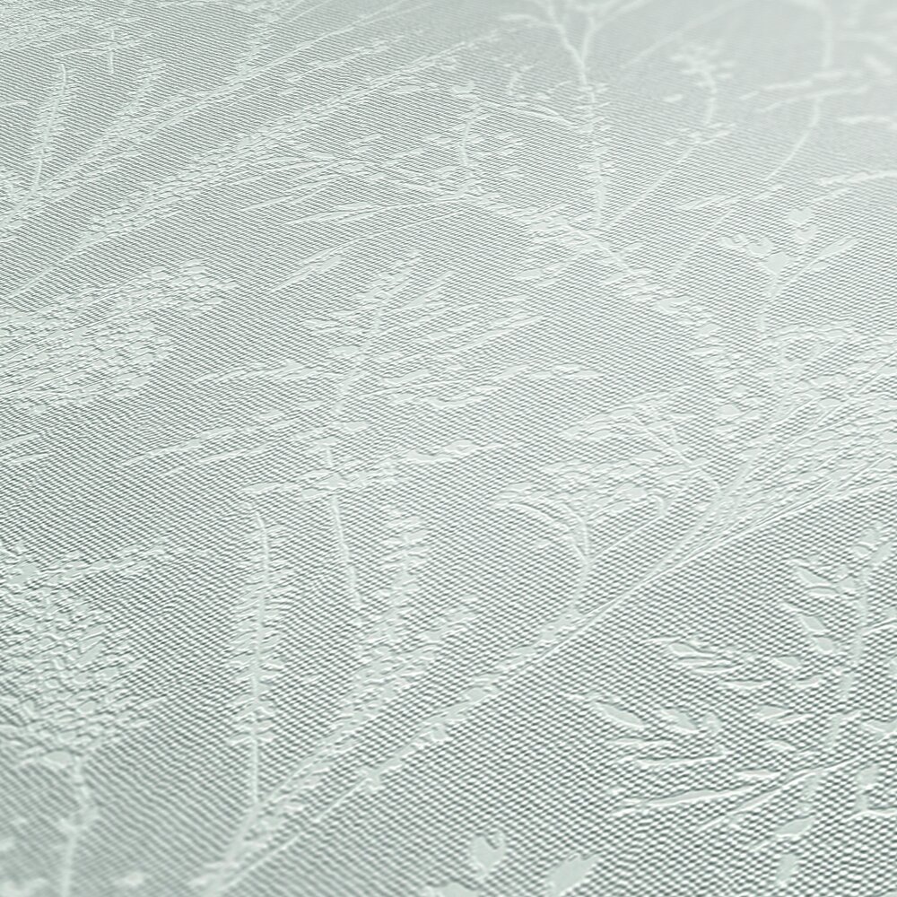             papier peint en papier intissé avec motif de rinceaux et surface textile - vert, vert clair, blanc
        