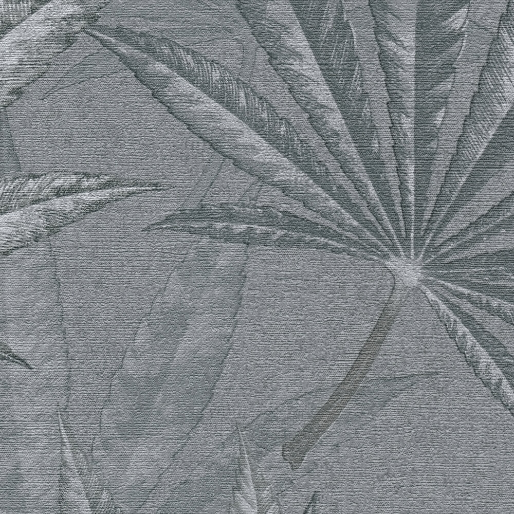             Non-woven wallpaper with large leaf pattern in jungle look - grey
        