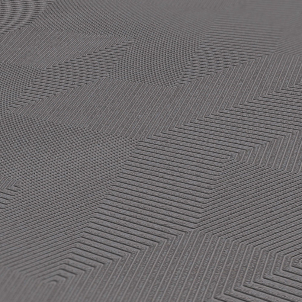             Papel pintado con motivo gráfico 3D textura mate - gris oscuro
        