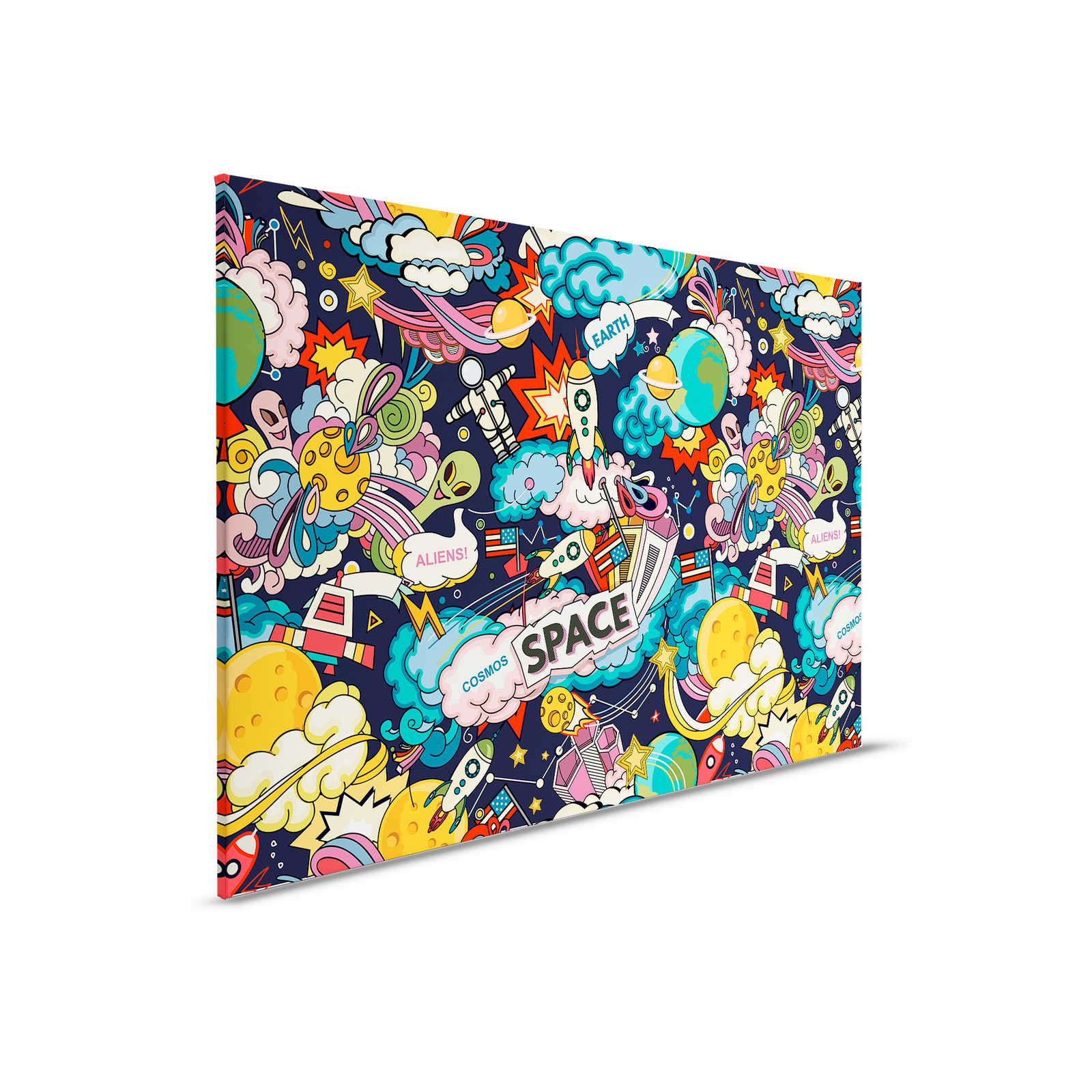 Canvas Universum Collage in Komische Stijl - 90 cm x 60 cm
