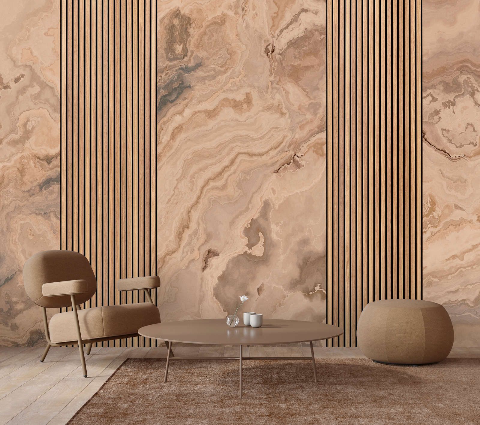             Photo wallpaper »travertino 2« - Panels & Marble - Light brown | Matt, Smooth non-woven
        