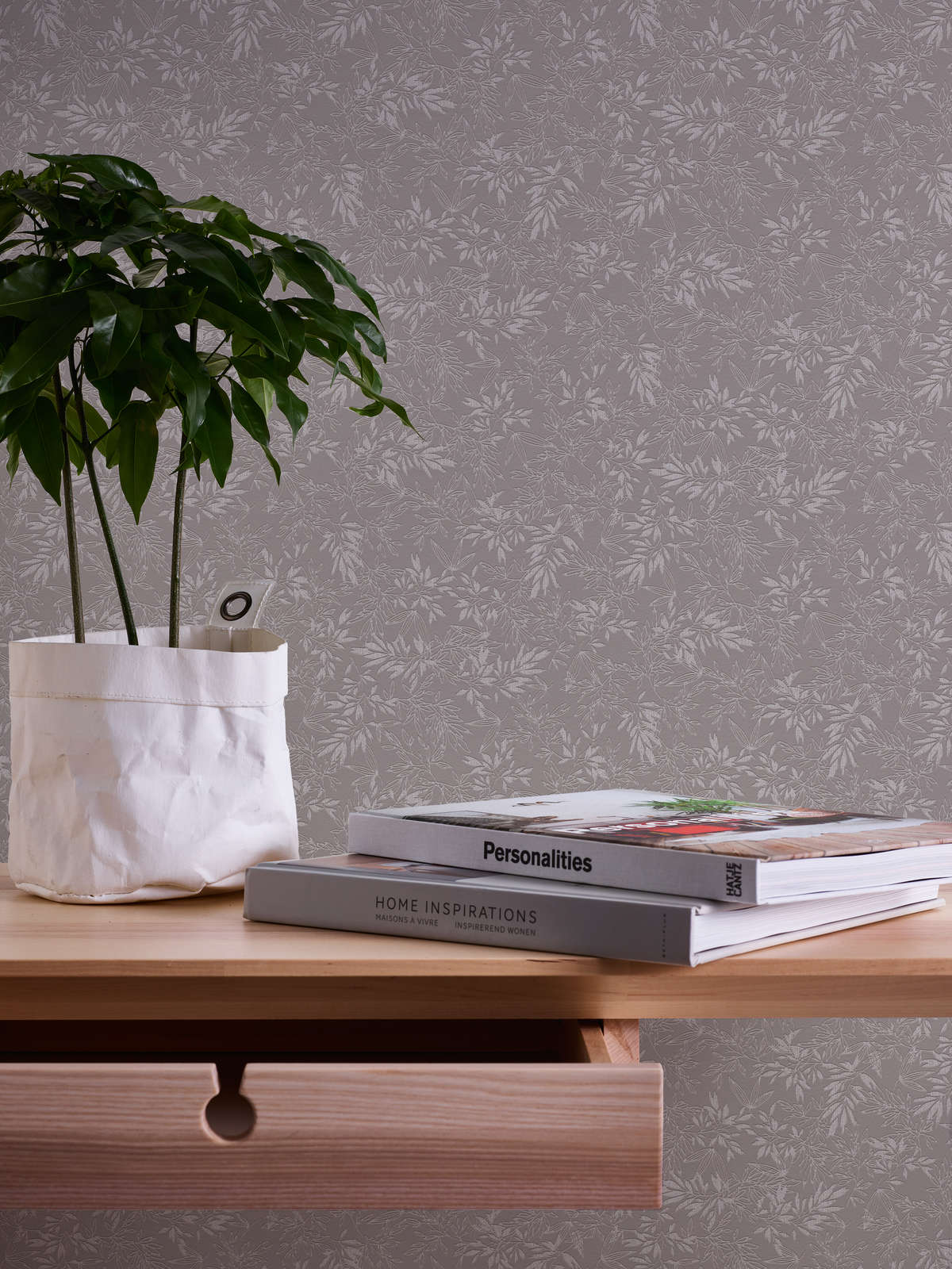             Feuilles papier peint avec structure mousse en mat - gris, gris clair
        