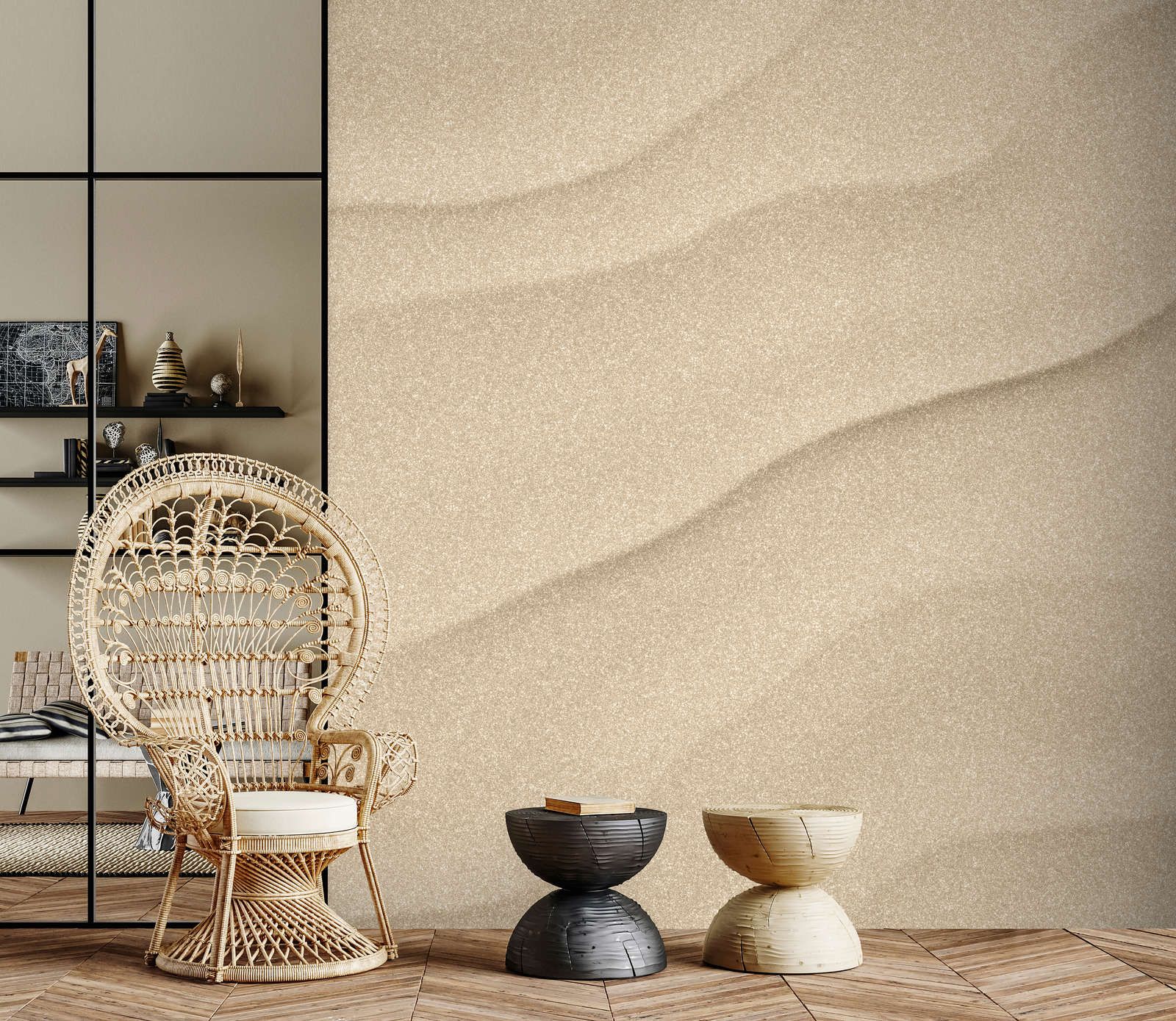             papier peint en papier panoramique »sahara« - sol désertique sablonneux avec aspect papier à la cuve - intissé mat et lisse
        