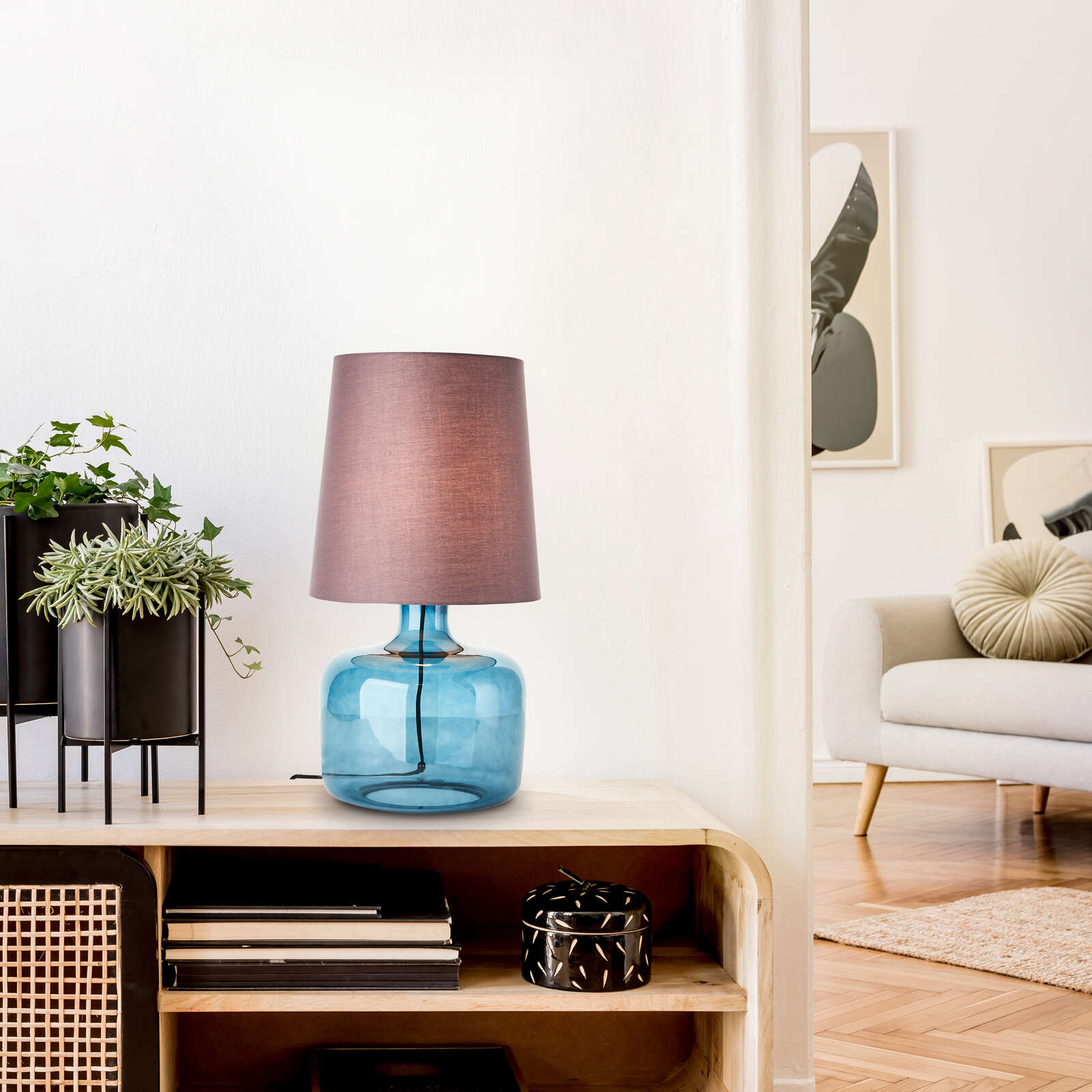             Lampe de table en textile - Jana 3 - Bleu
        