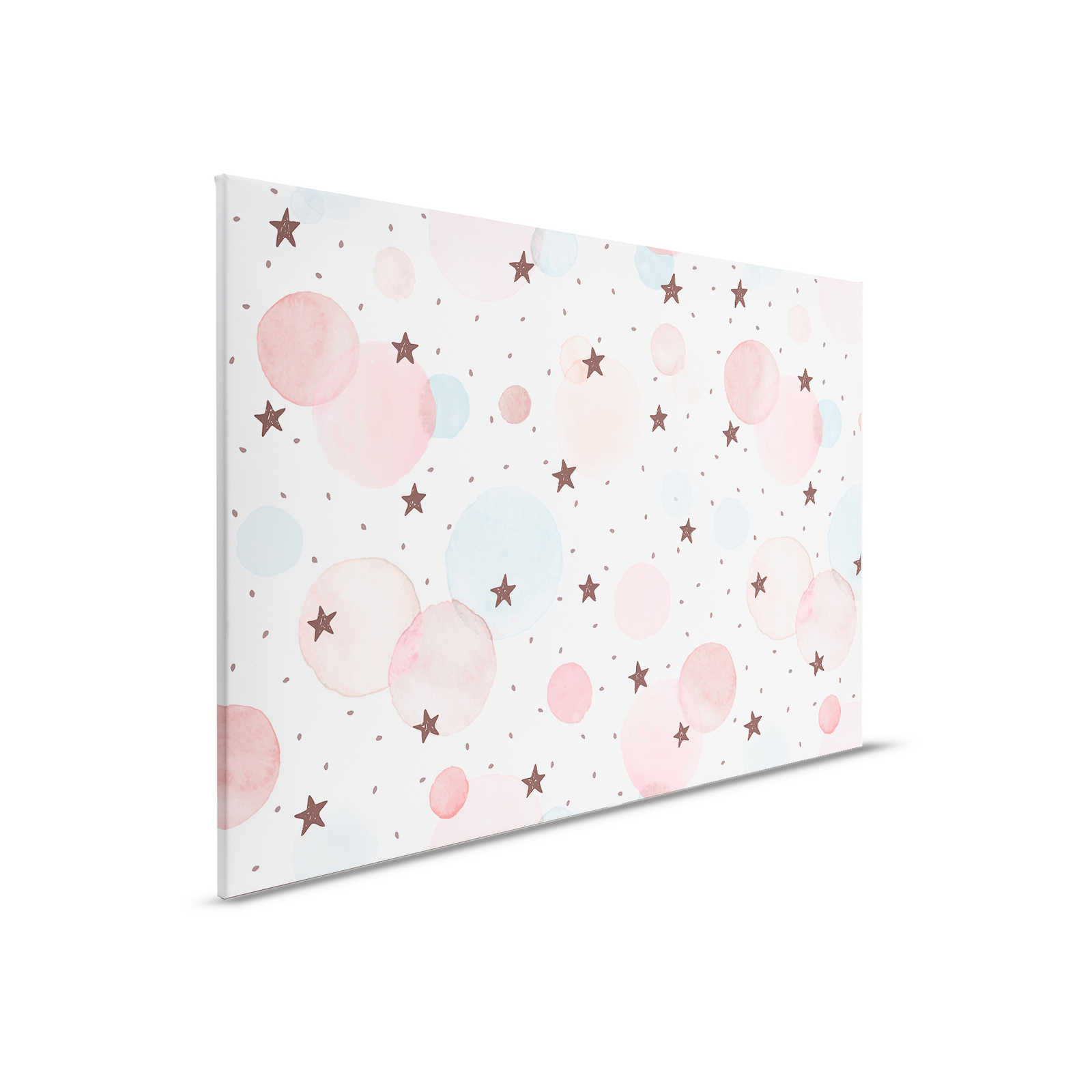 Lienzo para habitación infantil con estrellas, lunares y círculos - 90 cm x 60 cm
