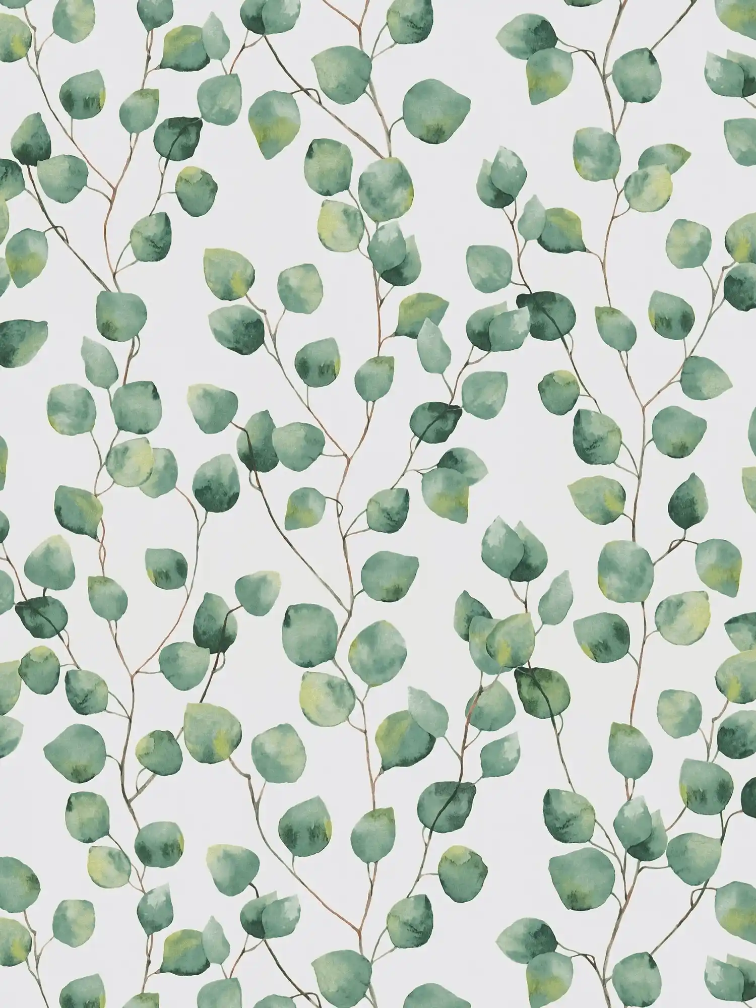         Self-adhesive wallpaper | leaf tendrils in watercolour style - white, green
    